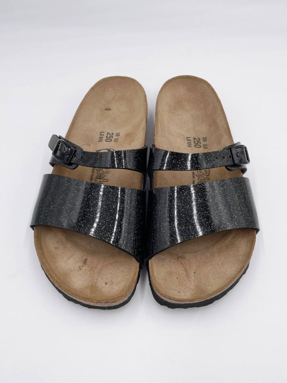 Birkenstock Birki's Double Strap Sandals Black Glitter Jelly Women's Size 8
